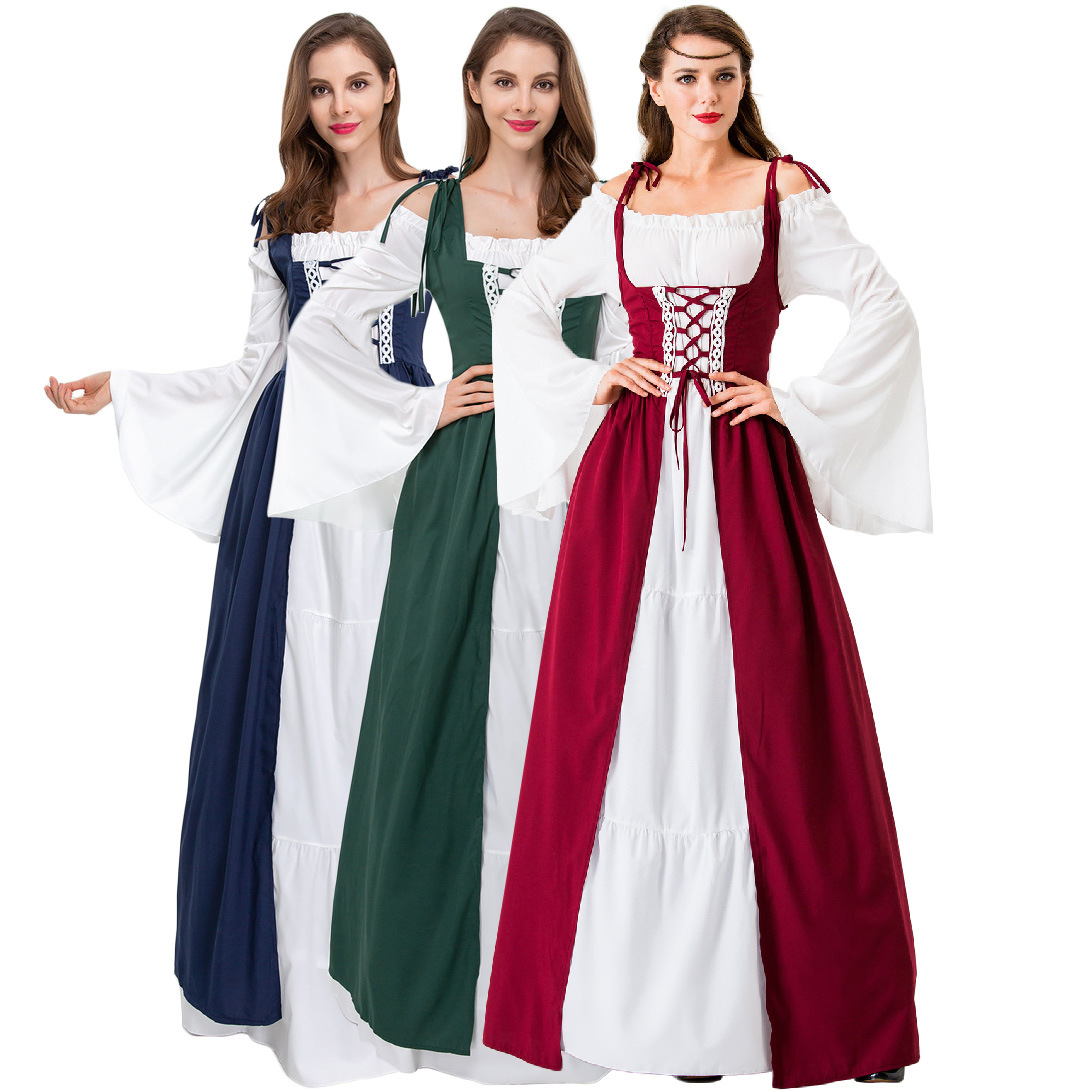 Medieval Renaissance Dress Women - ชุดเจ้าหญิงยุคกลางสไตล์เรเนซองส์ วิคตอเรียน วินเทจ ชุดคอสเพลย์ แต่งลูกไม้ สำหรับงานฮาโลวีน