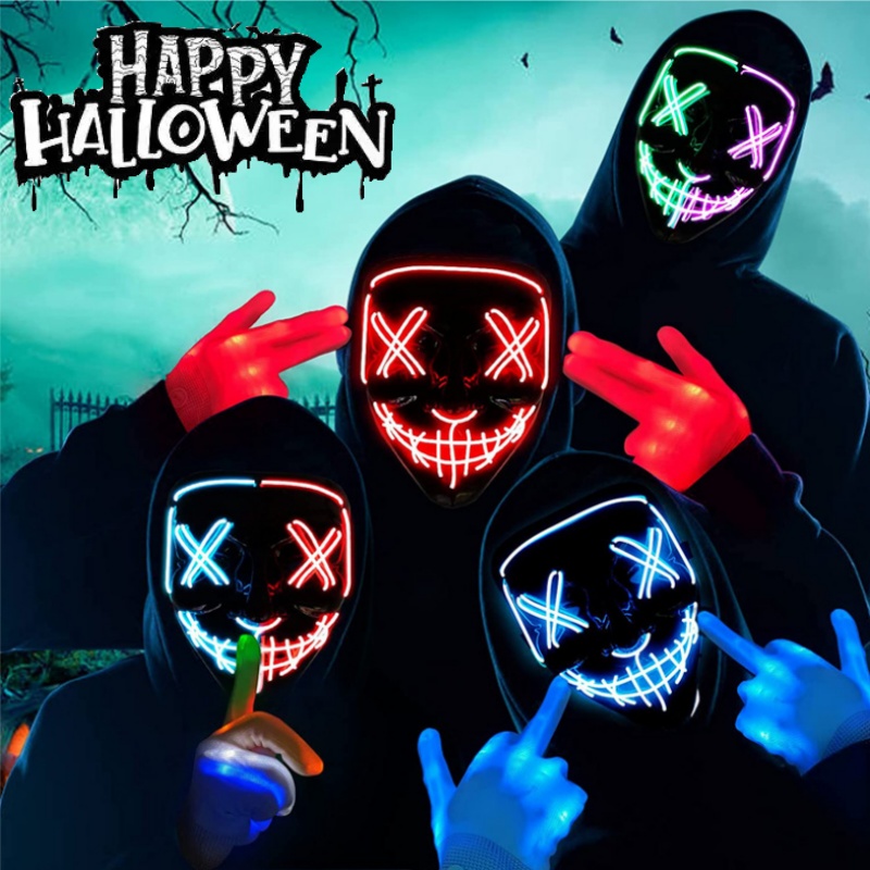 Led Purge Mask Halloween - น่ากลัวฮาโลวีนคอสเพลย์ Light up Purge หน้ากากฮาโลวีน Masquerade