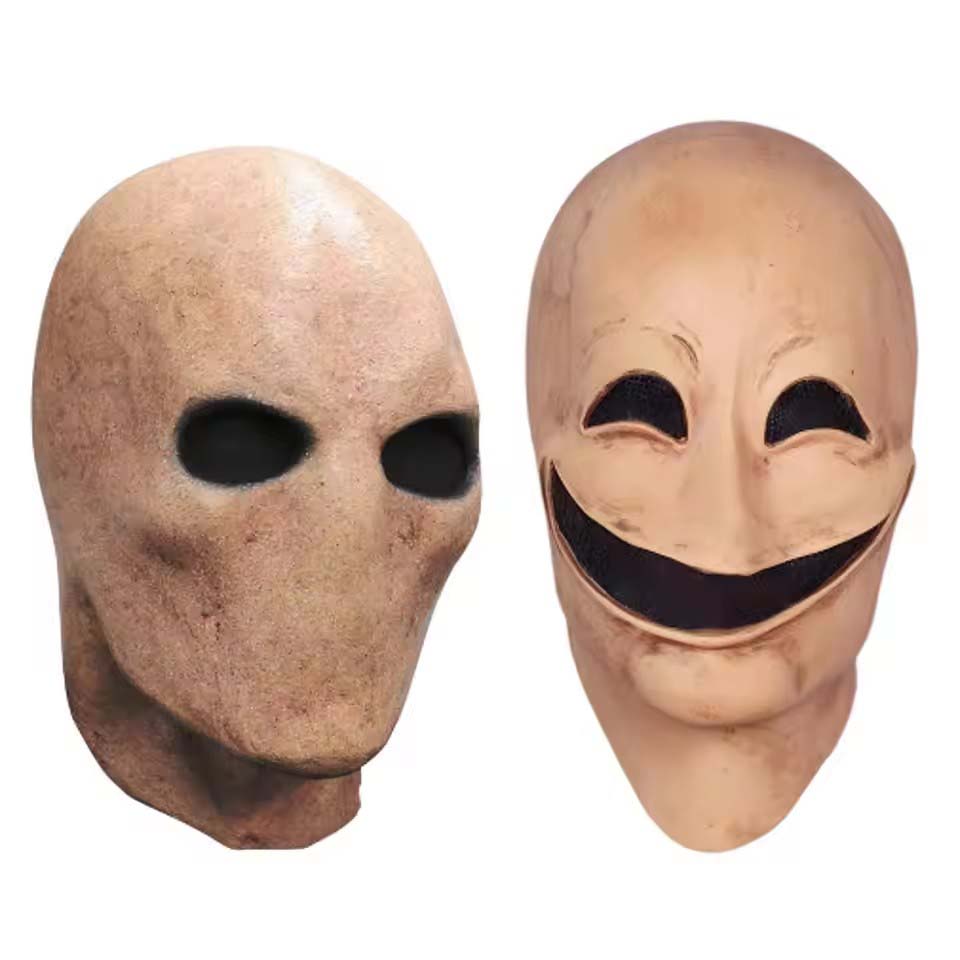 Latex Alien Mask Realistic - หน้ากากสเลนเดอร์แมนไร้หน้าและยิ้มสำหรับฮาโลวีน ทำจากลาเท็กซ์ปลอดสารพิษ สมจริง รูปทรงหัวกะโหลกมนุษย์ต่างดาว สำหรับแต่งกายปาร์ตี้ คอสเพลย์
