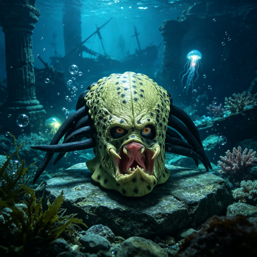 Latex Alien Mask Realistic - หน้ากาก Predator แบบเต็มหัว ดีไซน์เอเลี่ยน ทำจากยางลาเท็กซ์ สำหรับคอสเพลย์