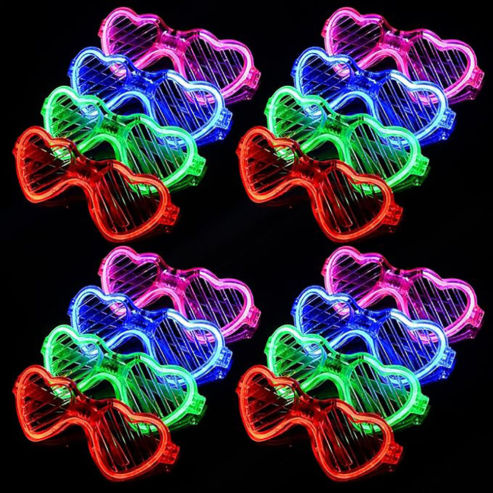 Glow In The Dark Party Glasses - 5/10/20/30/50 BULK Light Up แว่นตารูปหัวใจ LED