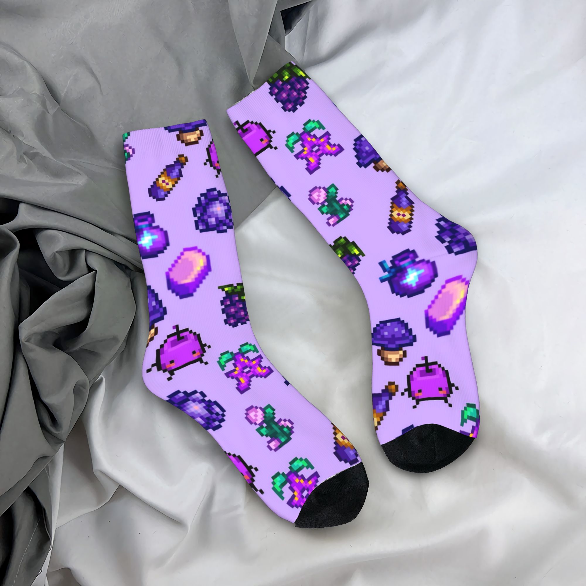 Funny Chicken Leg Socks - ถุงเท้าลายสัตว์ Stardew Valley ลายไก่ สำหรับผู้หญิงและผู้ชาย ถุงเท้าระบายอากาศ