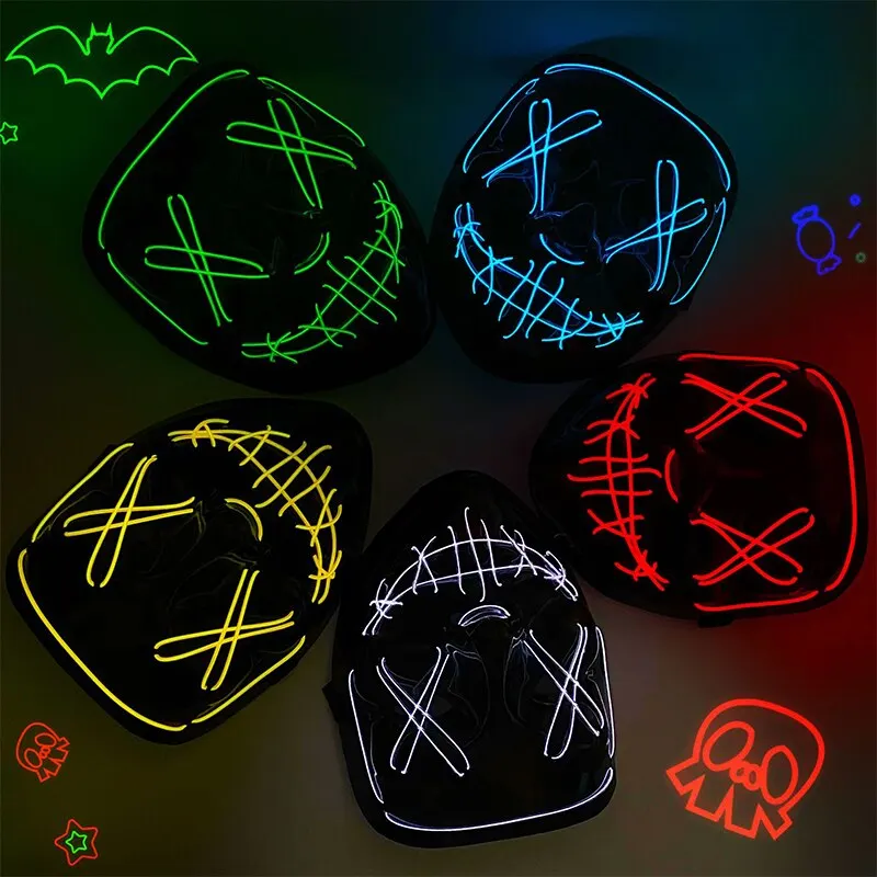 Led Purge Mask Halloween - หน้ากาก LED ฮาโลวีนสุดฮา เรืองแสงในที่มืด สำหรับคอสเพลย์ ปาร์ตี้
