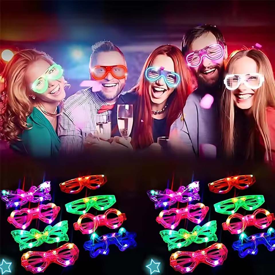 Glow In The Dark Party Glasses - 10/20/30/40/50 ชิ้นไฟ LED สว่างขึ้นแว่นตาเรืองแสงในที่มืดแว่นตาปาร์ตี้นีออนอุปกรณ์ผู้ใหญ่ตกแต่งงานเลี้ยงวันเกิด