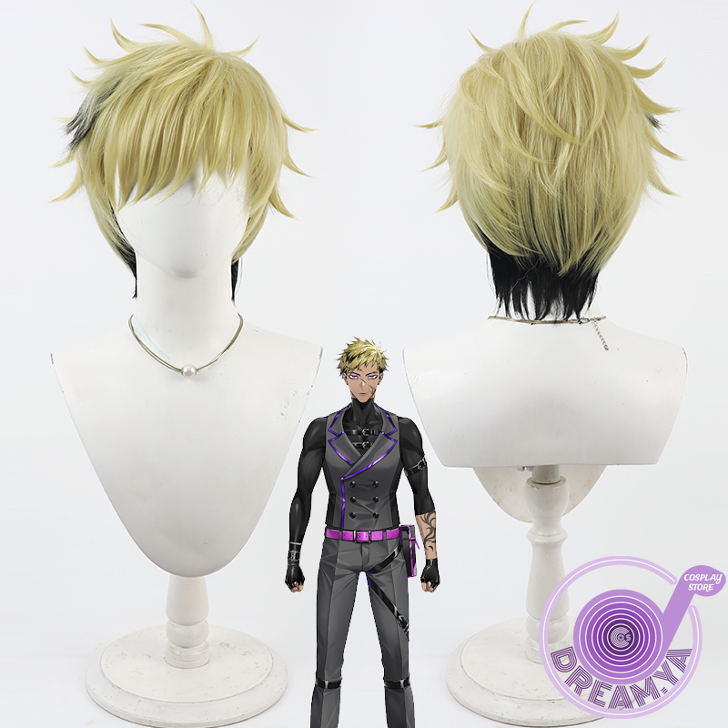 Anime Cosplay Wig Heat Resistant - วานทาครอว์ บริงเกอร์คอสเพลย์วิกผมวีทูเบอร์สีเหลืองสีดำผมสั้นสังเคราะห์ทนความร้อนฮาโลวีนสวมบทบาทปาร์ตี้คาร์นิวัล
