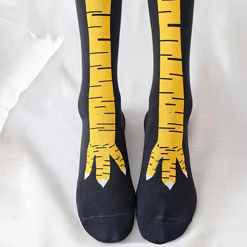 ถุงเท้ายาวถึงเข่าผู้หญิง 1/2/5 - Funny Chicken Leg Socks บทวิจารณ์และราคา