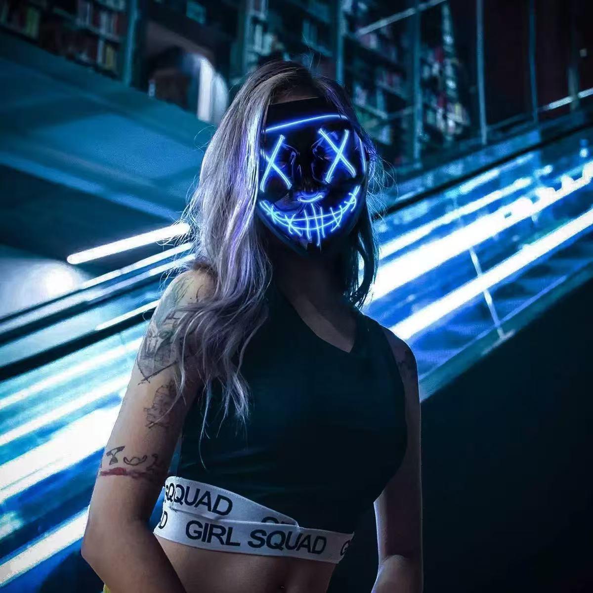 หน้ากาก LED เรืองแสงสีดำรูปตัว - Led Purge Mask Halloween บทวิจารณ์และราคา