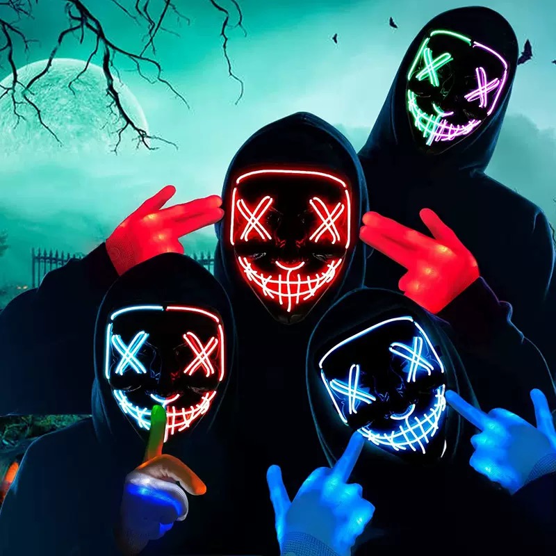 หน้ากาก LED เรืองแสงสีดำรูปตัว - Led Purge Mask Halloween บทวิจารณ์และราคา