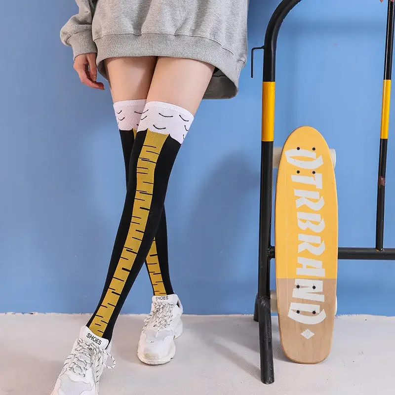 ตลกไก่ PAW ถุงน่อง Over-เข่าคว - Funny Chicken Leg Socks บทวิจารณ์และราคา