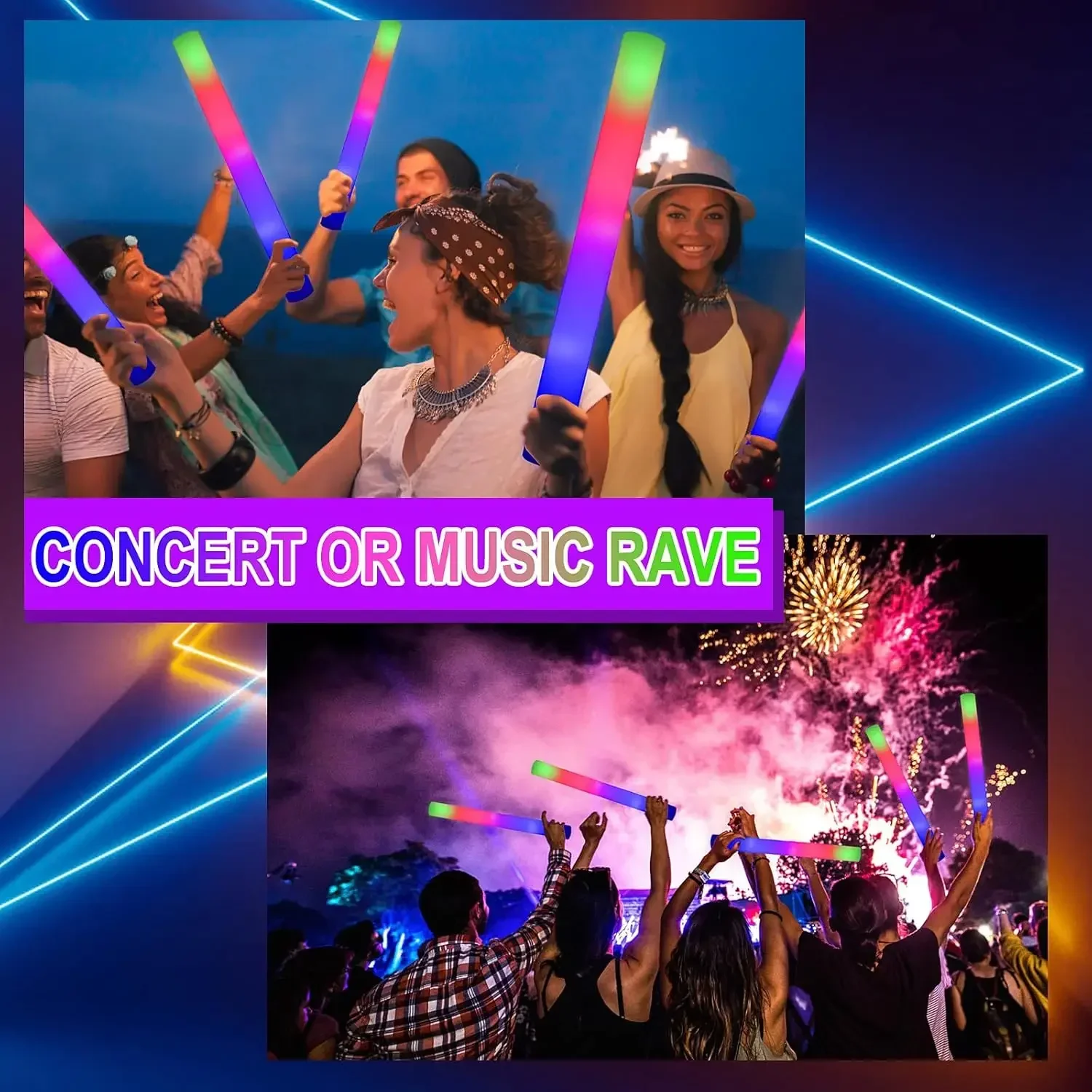 แท่งไฟ LED โฟม 2Z-50PCS สำหรับ - Flashing Led Foam Sticks Party บทวิจารณ์และราคา