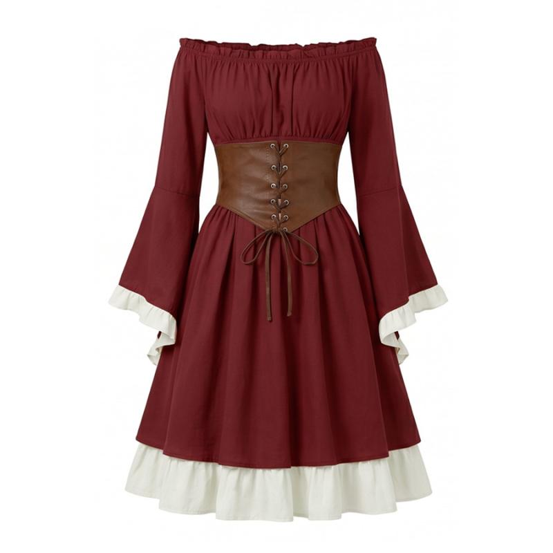 ชุดเดรสยาวปานกลางสไตล์ยุคกลางเ - Medieval Renaissance Dress Women บทวิจารณ์และราคา